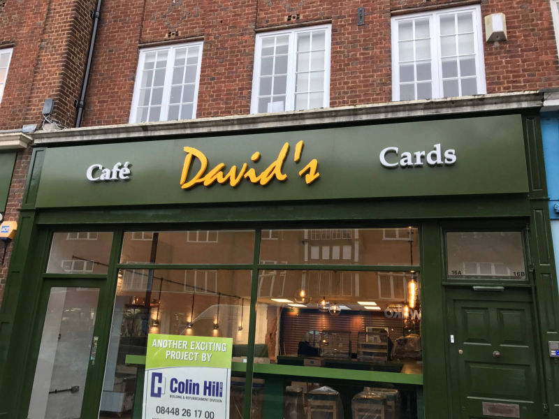 cafe and shop store signage