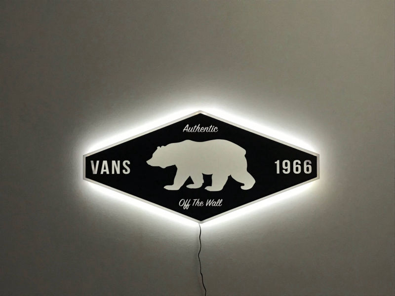 illuminated vans interior wall sign