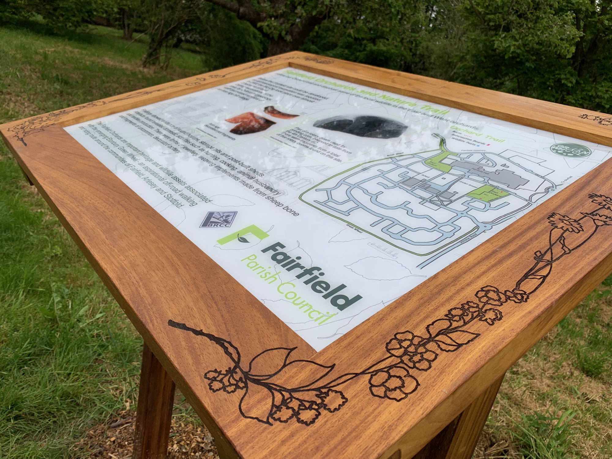 wooden engraved signage