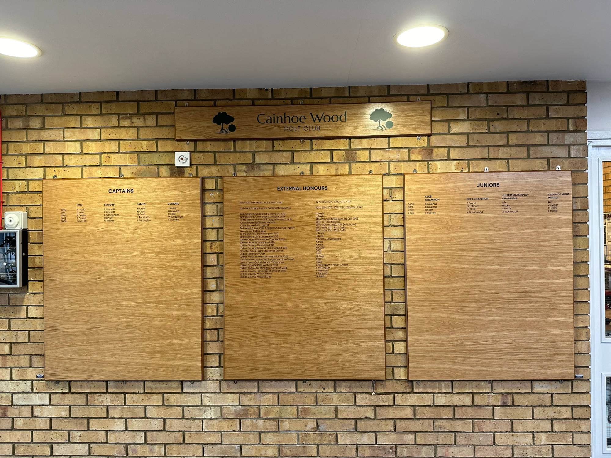 WOODEN HONOURS BOARDS